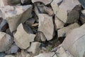 Pile of crushed big basalt boulders Royalty Free Stock Photo