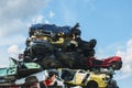 Pile of crushed cars Royalty Free Stock Photo