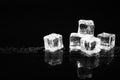 Pile of crystal clear ice cubes on black background. Royalty Free Stock Photo