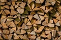 Pile of cut lumber wood, stump texture Royalty Free Stock Photo