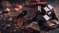 The Pile of Dark Chocolate. AI generated Royalty Free Stock Photo