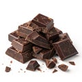 Pile of dark chocolate chunks Royalty Free Stock Photo