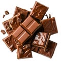 Pile of Dark Chocolate Pieces with Broken Bits Royalty Free Stock Photo