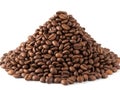 Pile of dark roasted coffee beans isolated on white background Royalty Free Stock Photo