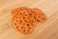 Pile of dehydrated orange wagonwheel duros duritos food Royalty Free Stock Photo