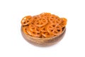 Pile of dehydrated orange wagonwheel duros duritos food