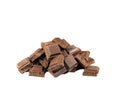 Pile of delectable chocolate chunks on transparent background