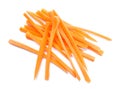 Pile of delicious carrot sticks isolated on white Royalty Free Stock Photo