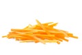 Pile of delicious carrot sticks isolated on white Royalty Free Stock Photo