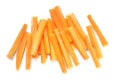 Pile of delicious carrot sticks isolated on white, top view Royalty Free Stock Photo
