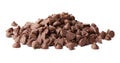 Pile of delicious chocolate chips isolated on white Royalty Free Stock Photo