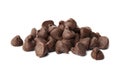 Pile of delicious chocolate chips isolated on white Royalty Free Stock Photo