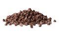 Pile of delicious chocolate chips isolated on white Royalty Free Stock Photo