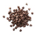 Pile of delicious chocolate chips isolated on white, top view Royalty Free Stock Photo