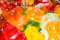 Pile of delicious, colorful Gummy Bears candy. Marco shot of gummy bear jelly sweets Royalty Free Stock Photo