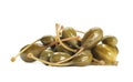 Pile of delicious pickled capers on white background Royalty Free Stock Photo