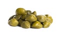 Pile of delicious pickled capers on white background Royalty Free Stock Photo
