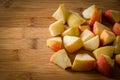 A pile of diced red apple pieces