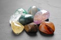 Pile of different beautiful gemstones Royalty Free Stock Photo