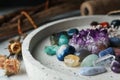 Pile of different beautiful gemstones Royalty Free Stock Photo