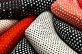 Pile of different colored polka dots on white background. Generative AI Royalty Free Stock Photo
