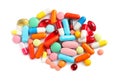 Pile of different colorful pills on white background, above view Royalty Free Stock Photo