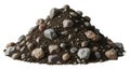 Pile of Dirt and Mixed River Rocks on White Background Royalty Free Stock Photo