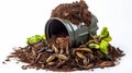 Happy And Content Worm Compost Bin On White Background
