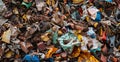 A pile of discarded biofuel byproducts highlighting the amount of waste and excess materials generated in the production Royalty Free Stock Photo