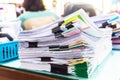 Pile of documents with colorful