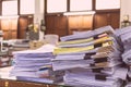 Pile of documents on desk stack Royalty Free Stock Photo