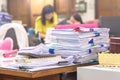 Pile of documents on desk stack Royalty Free Stock Photo