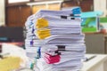 Pile of documents on desk Royalty Free Stock Photo