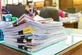 Pile of documents on desk Royalty Free Stock Photo