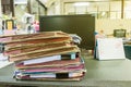 Pile of documents on desk Royalty Free Stock Photo