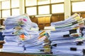 Pile of documents on desk