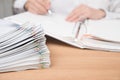 A pile of documents with the man Royalty Free Stock Photo