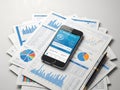 Data Gathering and Analytics Smartphone App with Business Reports and Charts Royalty Free Stock Photo