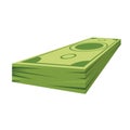 Pile of dollars money with perspective view. Flat and solid color cartoon style vector illustration. Royalty Free Stock Photo
