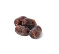 A pile of dried dates on a white background, grade Mazafati