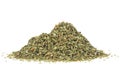 Pile of dried oregano spice isolated on white background