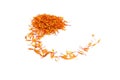 A pile of Dried Safflower petals herb Tea. isolated on a white background Royalty Free Stock Photo