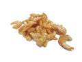 A pile of dried shrimp isolated on white background