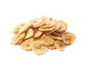 Pile of dried sliced banana snack isolated Royalty Free Stock Photo