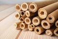 Pile of dry bamboo sticks on table Royalty Free Stock Photo