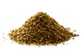 A pile of dry ground brown mustard seeds.