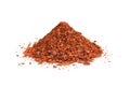 Pile of dry red chili pepper powder (chilli) isolated on white background. chilli is herb for health Royalty Free Stock Photo