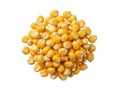 A pile of dry yellow corn kernels scattered on a dark black background Royalty Free Stock Photo
