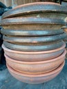 pile of earthenware on the table Royalty Free Stock Photo