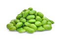 Pile of edamame green beans seeds or soybeans isolated